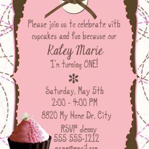 Birthday Invitation-birthday Card- Cupcake Party -..