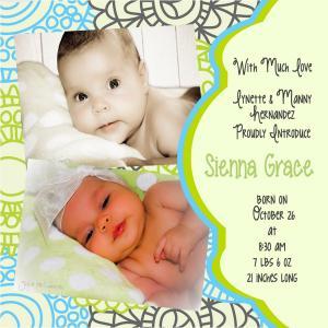Birth Announcement- Mod Flowers- Two Photos-5x5-1..