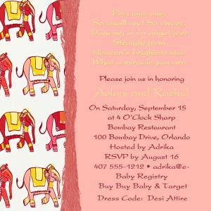 Baby Shower Invite -modern Elephants From India..