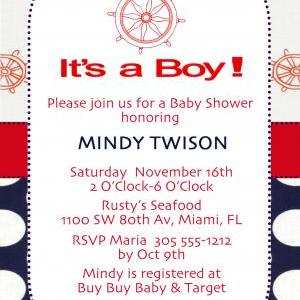 Baby Shower Invite - Nautical Wheel 5 X 7 -1 Sided
