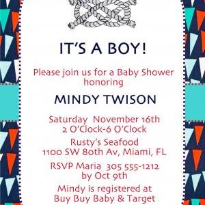 Baby Shower Invite - Flags & Knots 5 X..