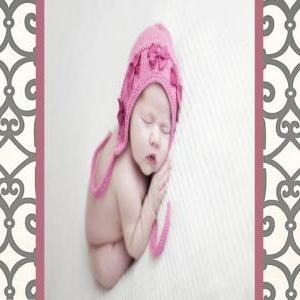 Birth Announcement- Modern Trellis In Pink -2..