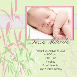 Birth Announcement- Bamboo -1 Sided