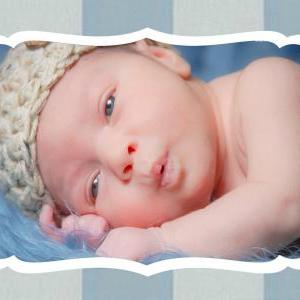 Birth Annoucement - Gingham Blues 4 X 5 -2 Sided