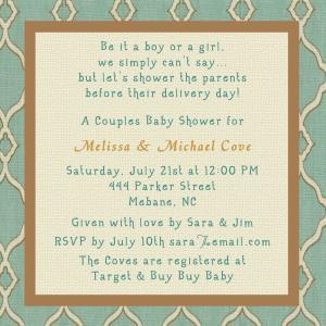 Baby Shower Invite - Elegance -couples 5 X 5 -1..