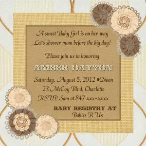 Baby Shower Invitation -country Chic 5 X 5 -1..