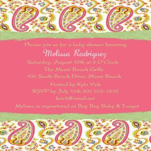 Baby Shower Invite-pink & Lime Paisley..