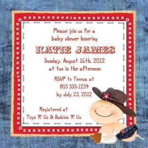Baby Shower Invite-cowgirly 5 X 5 -2 Sided