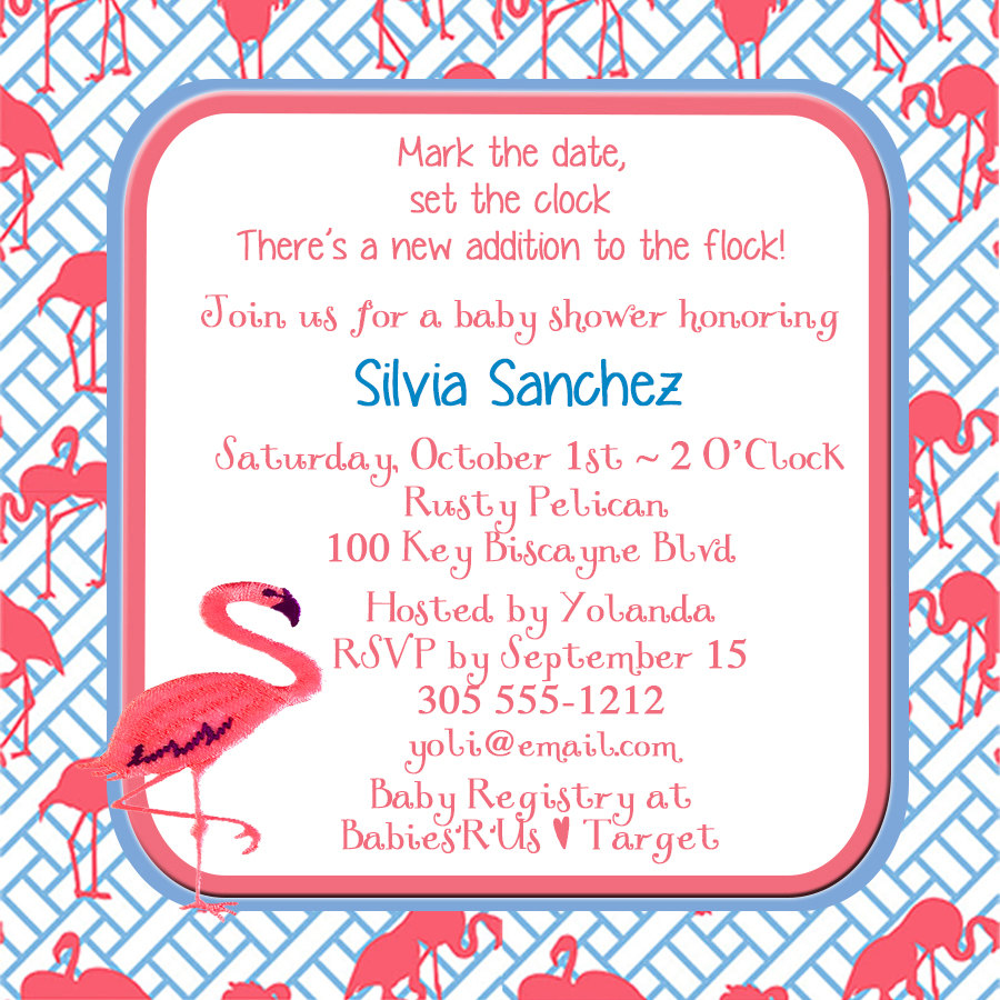 Baby Shower Invite Pink Flamingos 5x5 1 Sided On Luulla