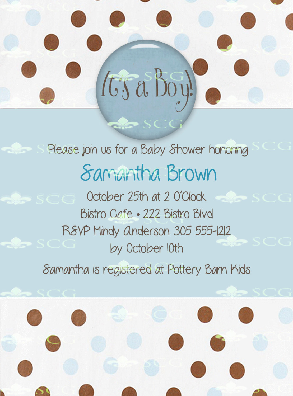 Baby Shower Invitation- It's A Boy!-4 X 5.5 -1 Sided