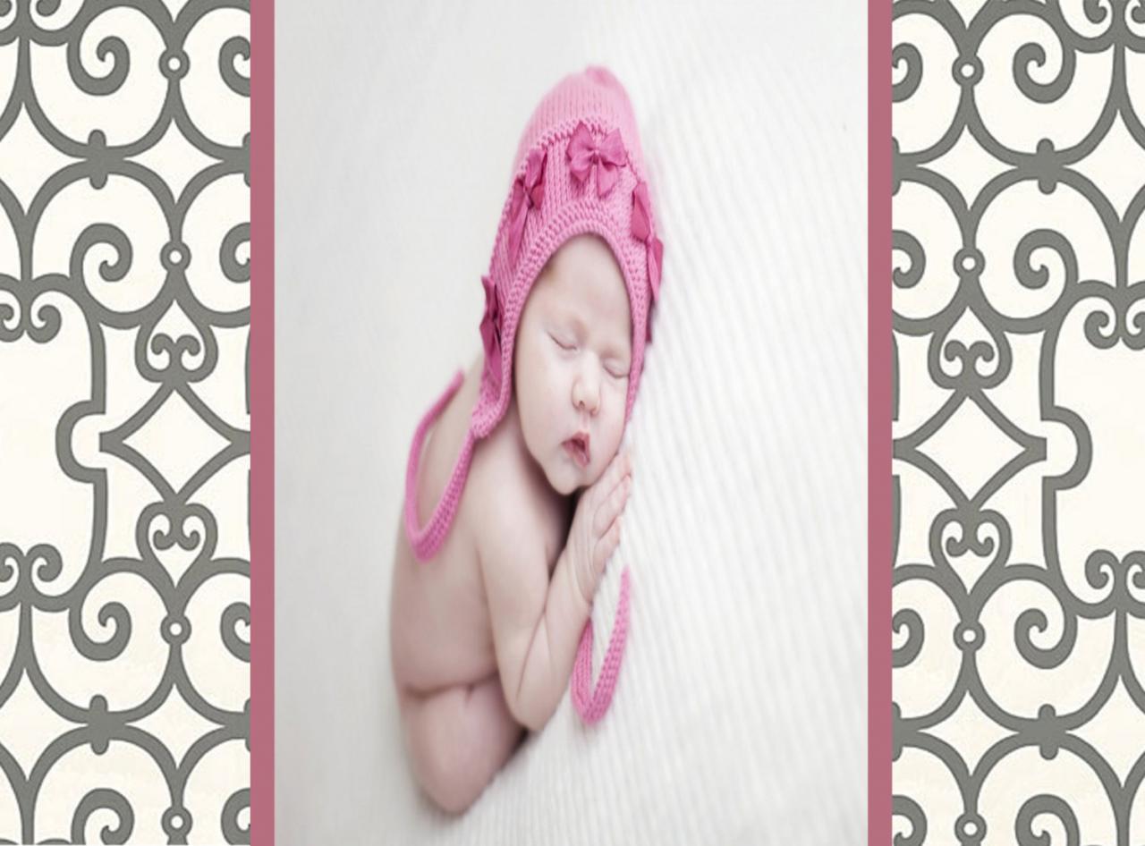 Birth Announcement- Modern Trellis In Pink -2 Sided